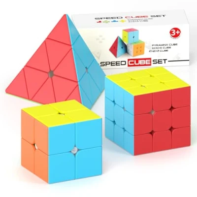 Imagen de Vdealen Speed Cubo Magico 2x2 3x3 Piramide Magic Cube, de Velocidad para Principiantes y Usuarios Avanzados, Regalo Niños Adolescentes Adultos(Sin Pegatinas)