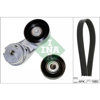 Imagen de INA 529 0331 10 Juego de correas trapeciales poli V Revisar/sustituir poleas libres del alternador OPEL: Insignia A Berlina, Hatchback