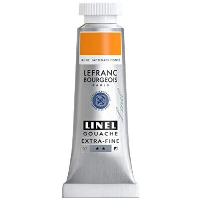 Imagen de Lefranc Bourgeois Linel Gouache Extra Fine Tubo de 14 ml, color amarillo japonés, serie 1