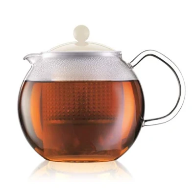 Imagen de Bodum French Press Assam 1 L Tetera de émbolo, Vidrio, Acero, plástico, Blanco Crema, 1.0 litros