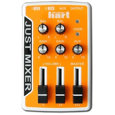 Imagen de JUST MIXER Mezclador Audio/DJ de audio bolsillo portátil alimentado con batería/USB 3 canales estéreo (3,5mm﻿) e interruptor On/Off (Naranja)