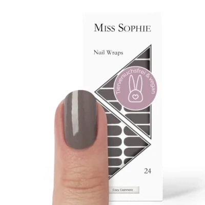 Imagen de Miss Sophie Lámina de uñas &quot;Cozy Cashmere&quot;, Monocolor, Marrón, Gris, Nail Wraps 24 láminas autoadhesivas ultrafinas larga duración