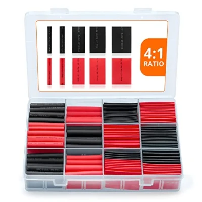 Imagen de Wirefy Kit 190 Piezas de Tubos Termorretráctiles Impermeables Transparentes Tubo Termoretractil Doble Pared 4:1 Recubierto con Adhesivo Negro, Rojo