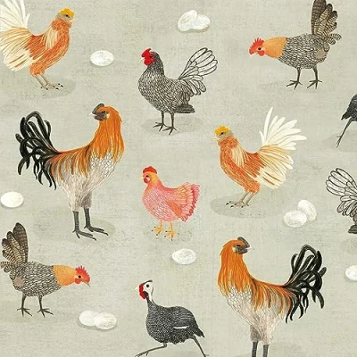 Imagen de 20 Servilletas con motivos de animales, muchos pollos vivos como decoración mesa. papel diseño. También para decoupage y (33 x 33 cm)