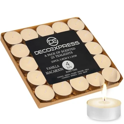 Imagen de Velas 2024: Cada vela está diseñada para proporcionar una experiencia segura y saludable. Este pack es excepcional decorar tu hogar sin preocupaciones (Macarrón de vainilla 25/4 Horas)
