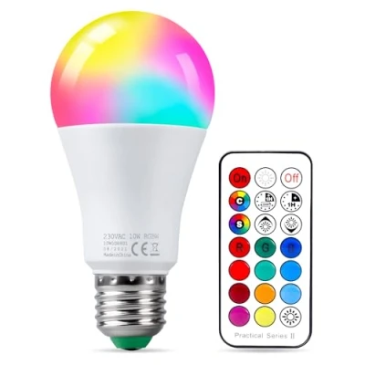Imagen de REYLAX Bombilla LED Colore E27 85W Equivalente RGBW Regulable Cambio de Color Edison Luz Calida Función Memoria y Temporizador con Control Remoto Paquete 1