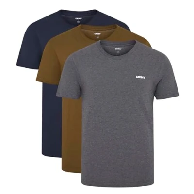 Imagen de DKNY Giants, Camiseta para Hombre, (Pack de 3), Olivo/Carbón/Azul Marino, L