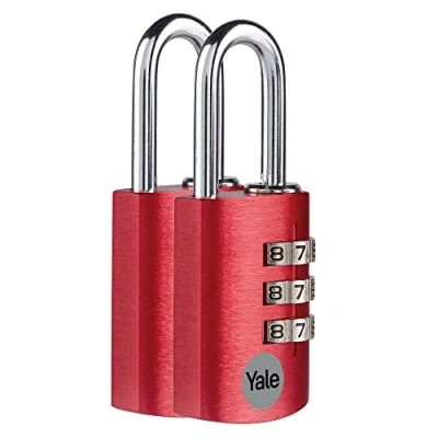 Imagen de Yale YE3CB/28/126/2/CO Candado de Combinación Aluminio 28 mm PK2 con Efecto Rojo