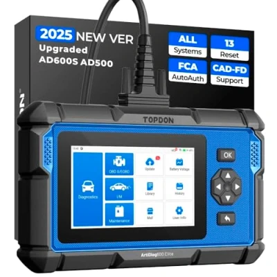 Imagen de TOPDON ArtiDiag600 Elite OBD2 Scanner, Herramienta de diagnóstico Coche Sistema Completo 2025, 13 Servicios Mantenimiento, FCA AutoAuth, escaneo automotriz con Can FD, 2 años
