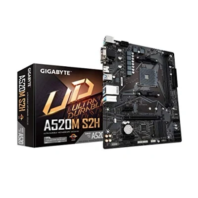 Imagen de Gigabyte A520M S2H (AMD Ryzen AM4/MicroATX/4+3 Fases Digital PWM Gaming GbE LAN/NVMe PCIe 3.0 x4 M.2/3 Interfaces de Pantalla/Q Flash Plus/RGB Fusion 2.0/Motherboard)