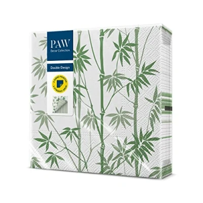 Imagen de PAW Servilletas Papel 3 Capas (33 x 33 cm) I 20 Unidades con Diseño Impresas por Ambas Caras Decoradas para Comunión, Bautizo, Fiesta Color: Bamboo Forest Stripe