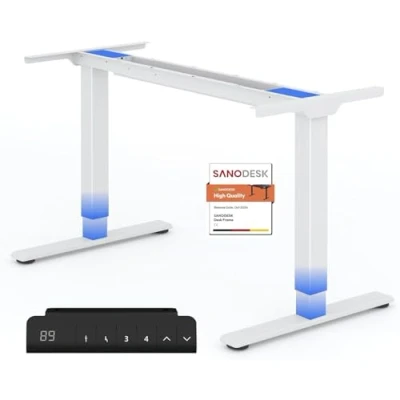 Imagen de SANODESK Escritorio de Pie Bastidor Regulable en Altura Marco 2 ETAPAS con Motores Y 4 Controles Memoria Se Adapta a Todos Los Tableros Mesa Estándar Negro
