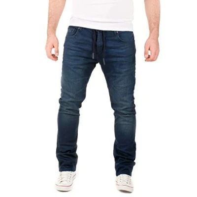 Imagen de WOTEGA Noah Pantalones Cómodos para Hombre de Mezclilla Elásticos Vaqueros Jogger, Azul (Dress Blues 3R4024), W30/L34