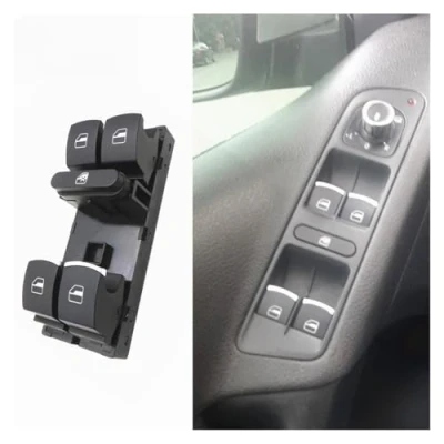 Imagen de Interruptor Elevalunas Para Jetta Tiguan Golf GTI MK5 MK6 Passat B6 CC Botón Control Maestro La Ventana Eléctrica Botonera Elevaluna(Chrome)