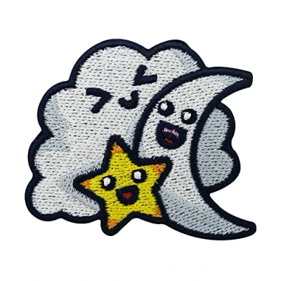 Imagen de Finally Home Parche termoadhesivo para niños, diseño de nube, luna y estrella, planchar, estrellas