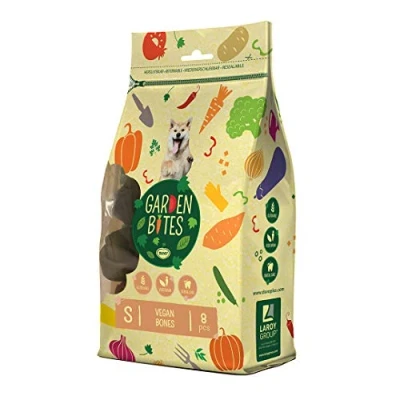 Imagen de Duvo+ Garden Bites Vegan Bones Snacks Vegetarianos para Perros Sin Gluten Premios y Aperitivos Sabor Boniato Alimento Rico en Vitaminas, Calcio Hierro Pack de 140g 8 Uds