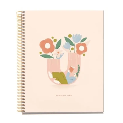 Imagen de Miquelrius Cuaderno A5 (148 x 210 mm), 100 Hojas cuadriculadas de 70 g/m², Cubierta cartón rígido, 4 Bandas color, Espiral, 2 taladros, cuadriculado, Papelería bonita, Lectura