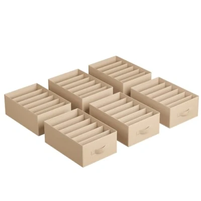 Imagen de SONGMICS Juego de 4 Organizadores Cajón, Armario 6 Compartimentos, Plegables, 42 x 30 17 cm, para Pantalones, Ropa, Beige Arena RUS009K01