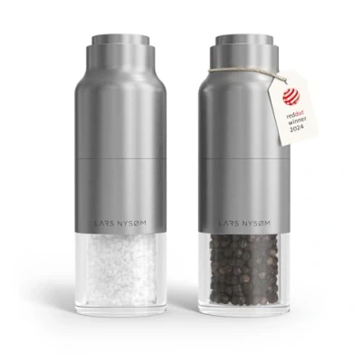 Imagen de LARS NYSØM Juego de Molinillo Sal y Pimienta Acero Inoxidable con Ajustable I Diseño Botella Especias Manual (Stainless Steel)