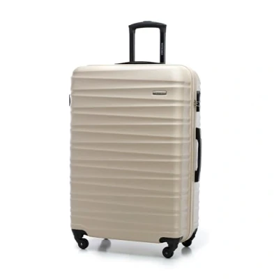 Imagen de WITTCHEN Maleta de Viaje Equipaje Mano Cabina ABS con 4 Ruedas giratorias Cerradura combinación Asa telescópica Groove Line Tamaño L Beis