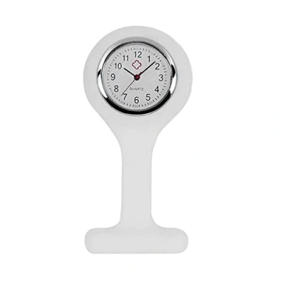 Imagen de TRIXES Reloj de Pulsera Silicona Blanca para Enfermeras Cuarzo acero Inoxidable Relojes Bolsillo con Pin