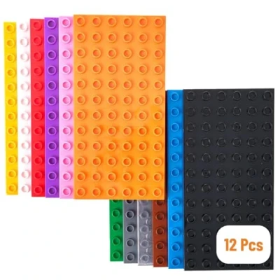 Imagen de Big Briks Pack de 12 Bases para Construir Compatible con Todas Las Grandes Marcas Tacos 19,05 x 9,53 cm Negro, Blanco, Transparente, Gris, Azul, Verde y más