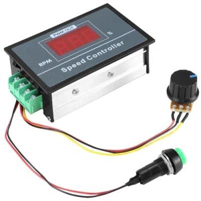 Imagen de QWORK® Controlador de velocidad motor DC PWM 6 60V 30A con pantalla LED e interruptor parada arranque