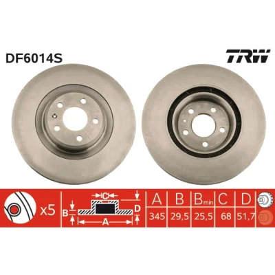 Imagen de TRW DF6014S Disco de freno 345 29,5 5 112 ventilado AUDI: A5 B8 Coupé, Q5, A4 Avant
