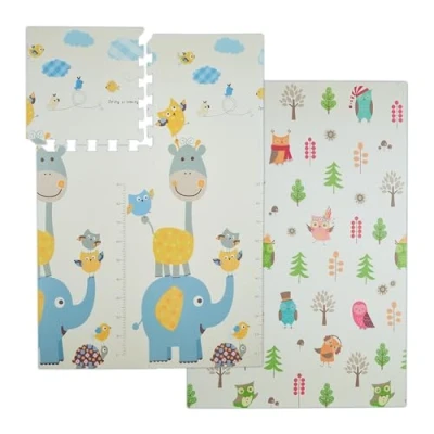 Imagen de Relaxdays Alfombra Puzle Bebés, Reversible, Motivos de Animales, sin Sustancias Nocivas, Suelo Goma, 120x175cm, Colorida