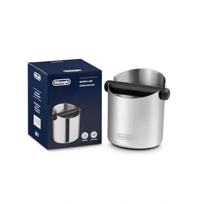 Imagen de De&#039;Longhi Coffee Knock Box DLSC084, Bote para Posos de Café, Acero Inoxidable, Base Goma Antideslizante, Barra Extraíble, Cuerpo Resistente y Estable, Fácil Limpiar