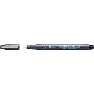 Imagen de Pentel Pointliner 0,2 mm, color negro, paquete de 12