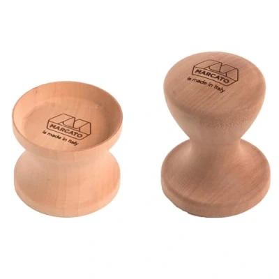 Imagen de Marcato Kit Moldes para Corzetti, Sello Pasta Fresca, Base de Corte + Forma Espiral Lirio, en Madera Maciza.