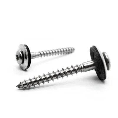 Imagen de VOOXA 100 tornillos de acero inoxidable A2 4,5 x 35 con arandela sellado EPDM 15 mm, cabeza lenticular TX20, para madera/metal/plástico o tacos pared