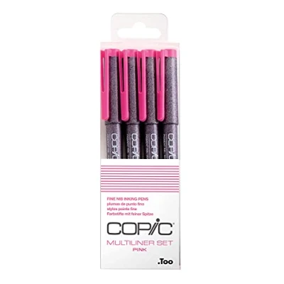 Imagen de Copic Multiliner Set, Rosa, 4 Fineliner en diferentes grosores de trazo, rotuladores dibujo con punta fina y tinta pigmentada resistente al agua