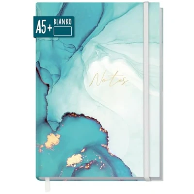 Imagen de cuaderno A5+, en blanco, con banda de goma, 156 páginas, 78 hojas, bocetos, diario, notas