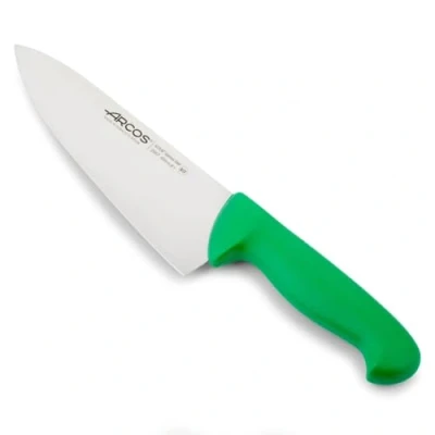 Imagen de Arcos Cuchillo Chef con Hoja Acero Inoxidable Nitrum 200 mm. Cocina Profesional multipropósito. Mango ergonómico Polipropileno. Serie 2900. Color Verde.