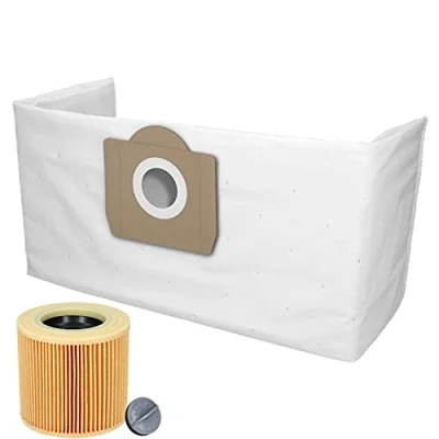 Imagen de 10 bolsas de aspiradora fieltro para Kärcher 6.959 130.0 WD3 Premium, MV3, A2604, A2204, A2254, aspiradora, multiusos + 1 filtro cartucho KA39