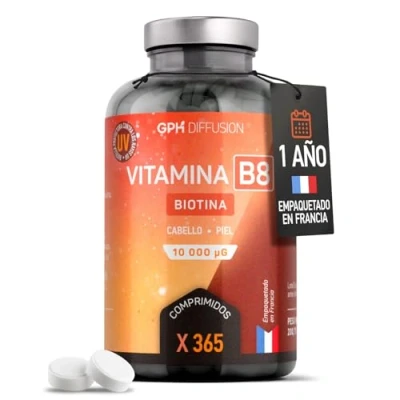 Imagen de Biotina 10 000 mcg Vitamina B8 Pura 365 comprimidos Cabello y Piel