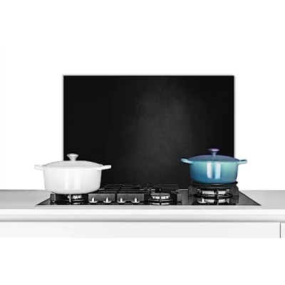 Imagen de KitchenYeah© Antisalpicaduras Cocina 60x40 cm Protector Salpicaduras Pared Chapa Aluminio Kitchen Panel Vitrocerámica Accesorios Salpicadero Decoración Hormigón Negro Gris Textura