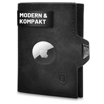 Imagen de GenTo AirTag Slim Wallet con Monedero y protección RFID NFC, Mini Monedero, Fino Delgado, Tarjetero, Tarjetero para Hombre Mujer, Incluye Caja de Regalo, Negro mate., Münzfach +
