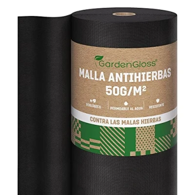 Imagen de GardenGloss 10m² Tela Antihierba contra Las Malas Hierbas Mallas Resistente al Desgaste 50g/m² Alta estabilización UV (5m x 2m, Plisada)