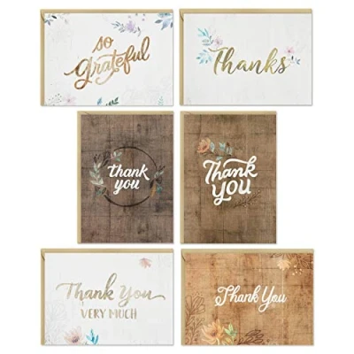 Imagen de Hallmark Surtido de tarjetas agradecimiento, flores rústicas (48 notas agradecimiento con sobres)