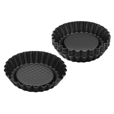 Imagen de Zenker Black Metallic Mini Moldes Bordes Rizados, Óptimo para Tartaletas, Quiches, Magdalenas y Tartas, Acero con Revestimiento Antiadherente de Teflon, Color Negro, 10.5 x 2 cm, 6 Unidades
