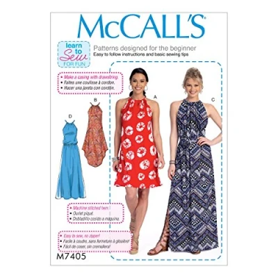 Imagen de MCCALL &#039;s Patterns 7405 de Costura para Vestidos y cinturón patrón Costura, Tejido, Multicolor, tamaños XS Medium