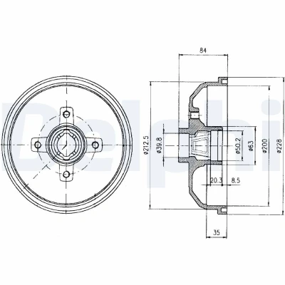 Imagen de DELPHI BF293 Tambor de Freno sin anillo sensor ABS, cojinete rueda 228 OPEL: Corsa B Hatchback