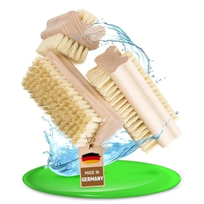 Imagen de cepillo de uñas madera con cerdas naturales (3 unidades), mano haya, sin plástico naturales, duro y suave