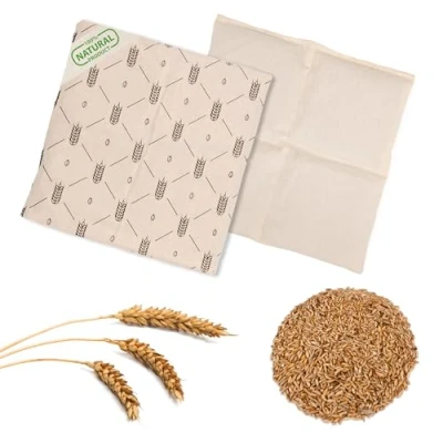 Imagen de Wagner Cojín térmico de 100 % algodón, almohada microondas con granos trigo para hombros, cuello y espalda, huesos cereza natural alternativa (mediano 21 x cm)