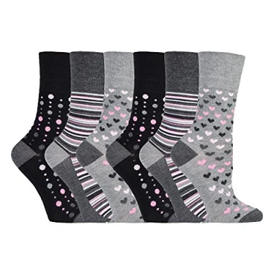 Imagen de Gentle Grip 6 pares mujer fantasia bambu calcetines sin elasticos para la circulacion (37 42 eur, SOLRM36)