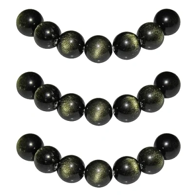 Imagen de MJDCB 4mm 85 piezas Cuentas de Piedra Obsidiana Dorada Redondas Sueltas Piedras Semipreciosas Naturales para Hacer Joyas Pulseras Collares