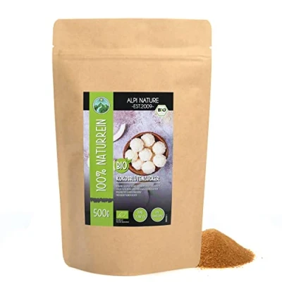 Imagen de Azúcar de flor coco orgánico (500g), cultivo certificado, sin gluten, lactosa, probado en laboratorio, vegano